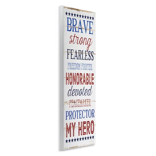 Stupell Industries Brave Strong Fearless Patriotic Stars and Stripes Rustic Wood Look Sign Wall Plaque Art